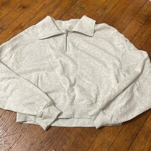 cropped grey fleece